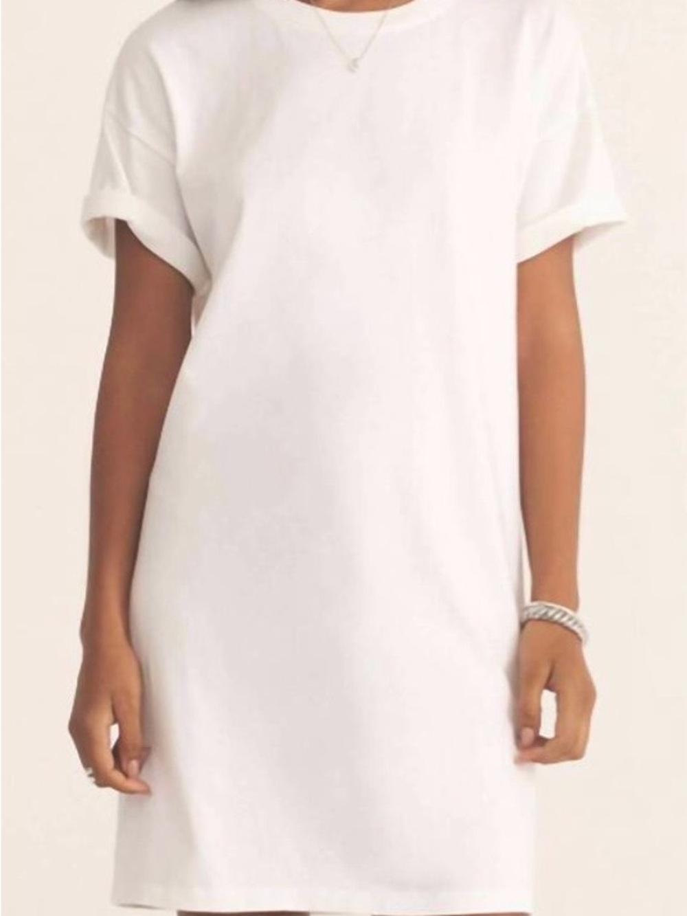 Z SUPPLY Classic White T-Shirt Dress - Sleeved Shift Dress